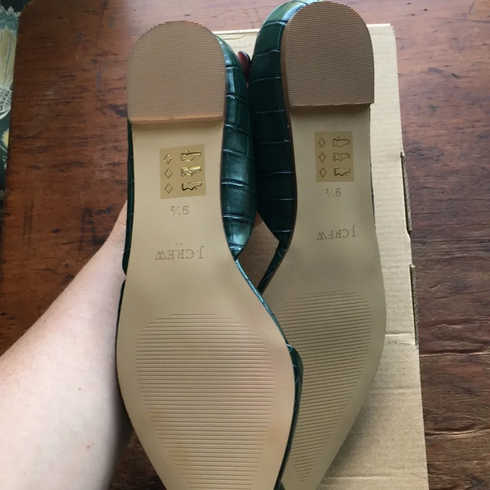 J. Crew Croc-Embossed Pointed Slip-Ons in Academic Green - Picture 6 of 7